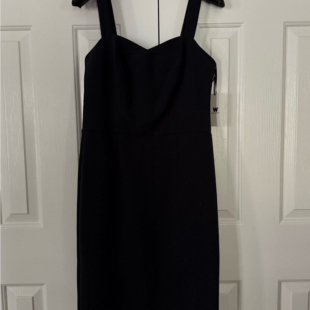 New W BY WORTH Classic Navy Zip Back Sheath Sleeveless Tank Dress Size 6